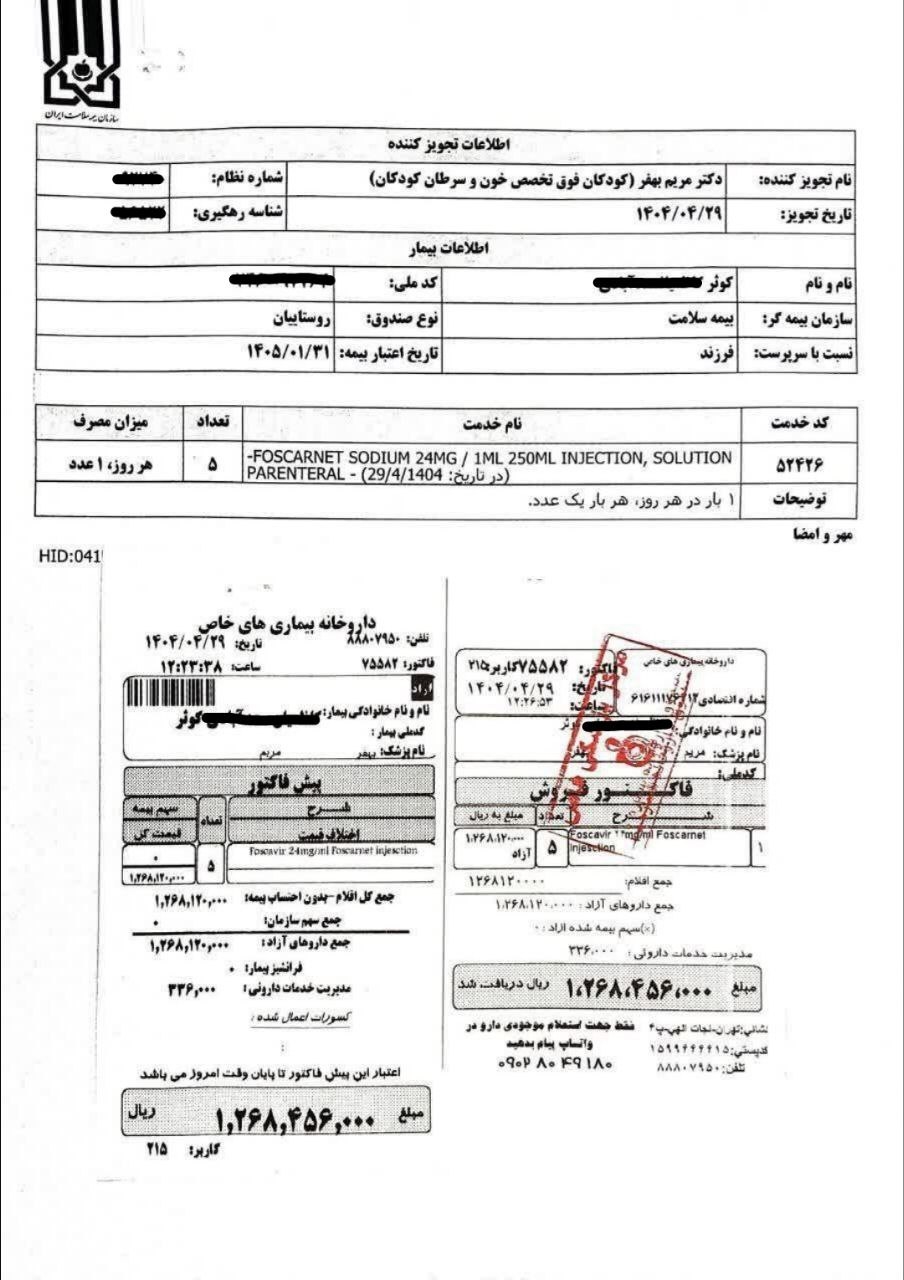 کوثر ۶ ساله مبتلا به بیماری سرطان خون